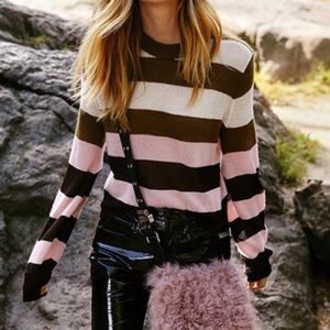 RAG & BONE “Annika” Multi-Striped, Cashmere Blend Crew-Neck Sweater